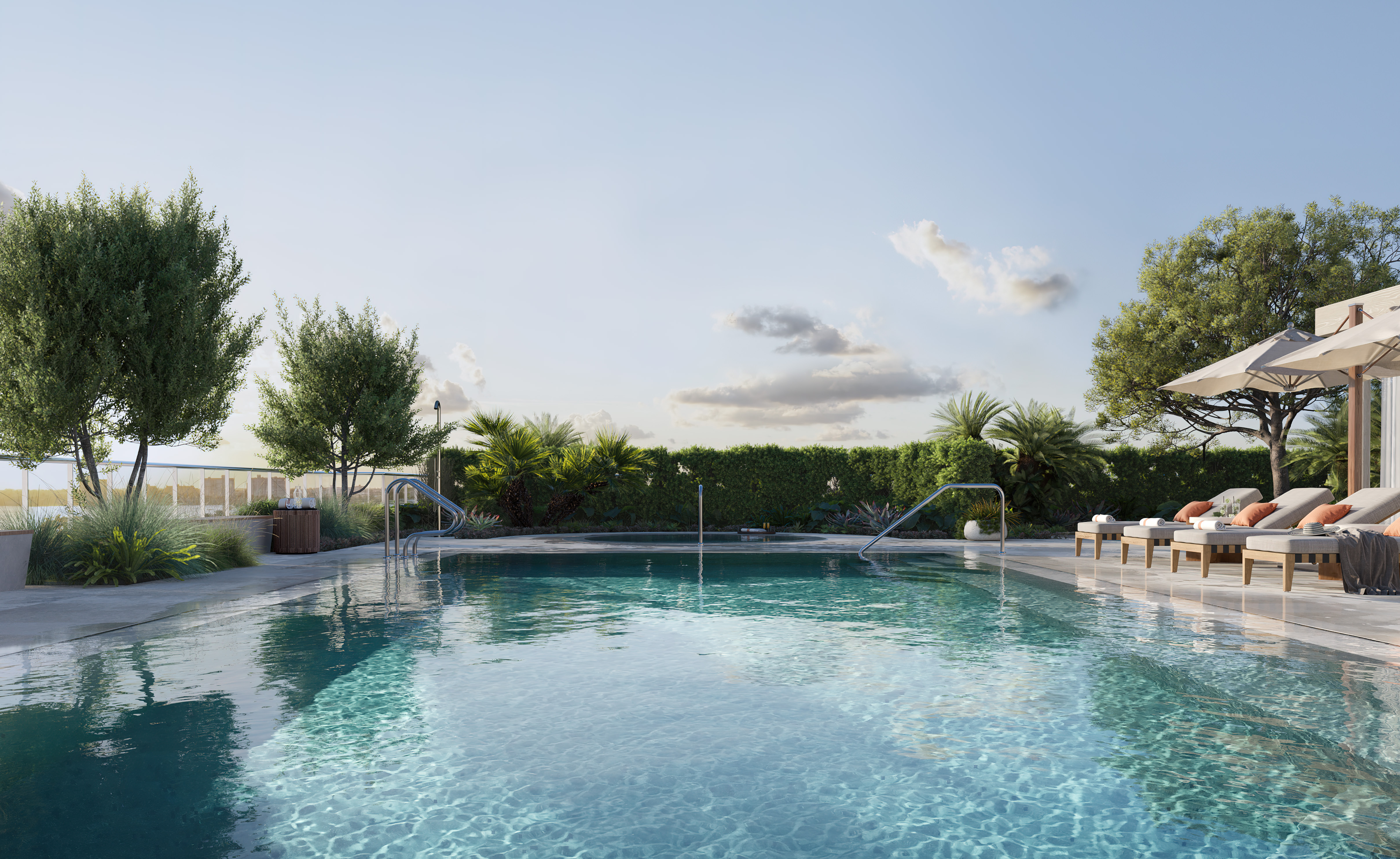 Rooftop pool and wellness amenities